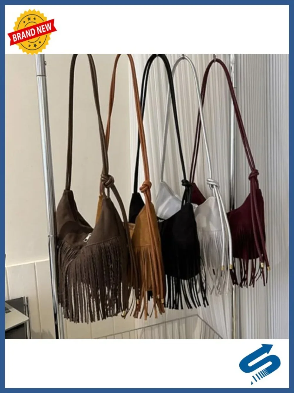Vintage Fringe Suede Hobo Bag Tassel Shoulder Crossbody Purse